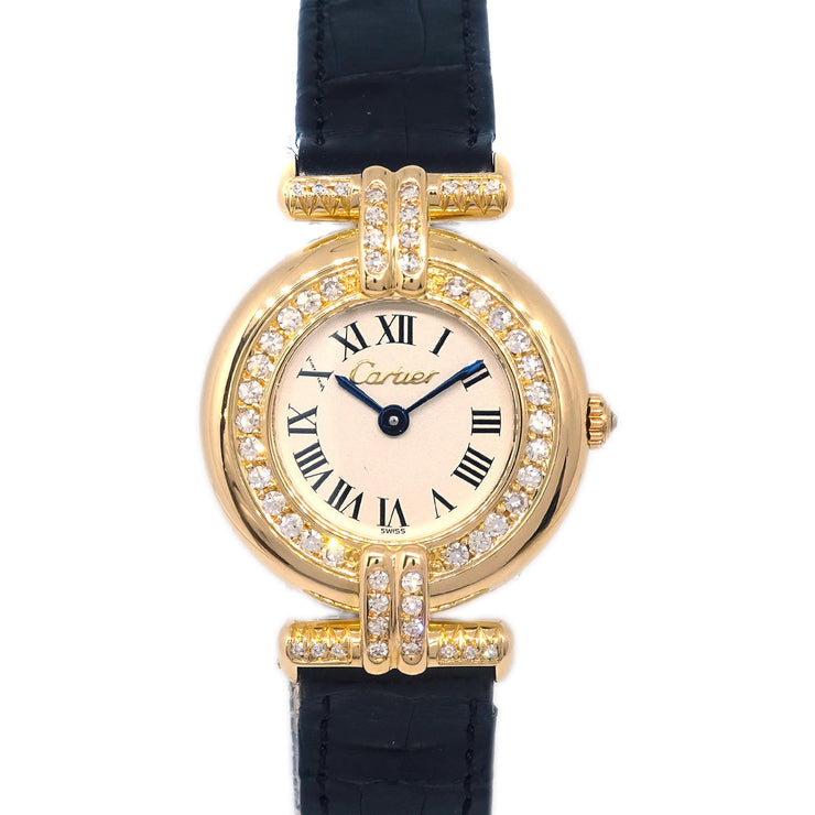 Cartier * Must Colisee Quartz Watch 18KYG Diamond Crocodile