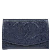 Chanel 1991-1994 Navy Caviar Bifold Wallet Purse