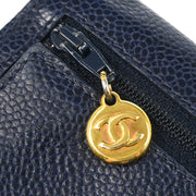 Chanel 1991-1994 Navy Caviar Bifold Wallet Purse