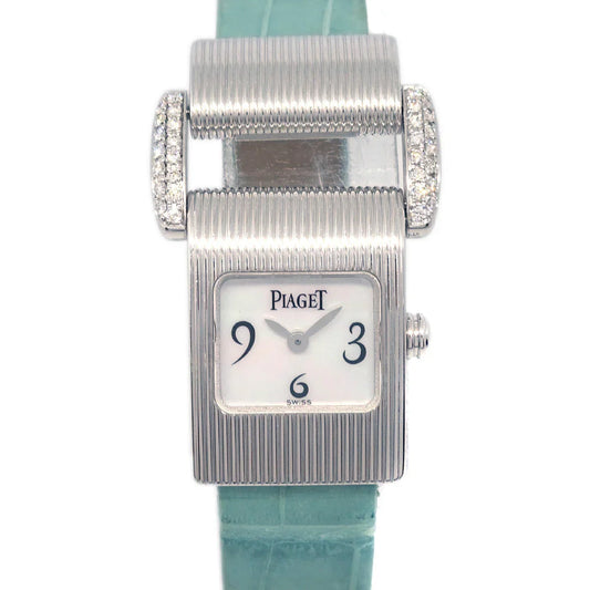 Piaget Miss Protocole Ref.5222 Quartz Watch 18KWG Diamond Light Blue Crocodile