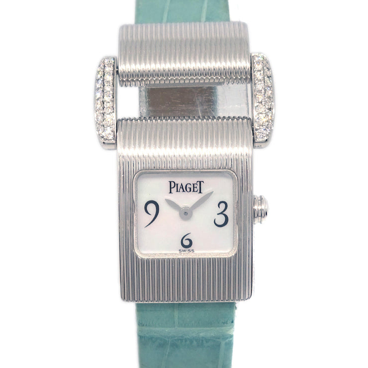 Piaget Miss Protocole Ref.5222 Quartz Watch 18KWG Diamond Light Blue