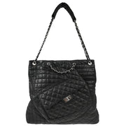 Chanel 2009-2010 Black Calfskin Mademoiselle Lock Tote Shoulder Bag