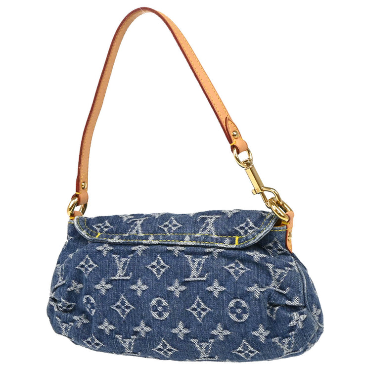 Louis Vuitton 2005 Blue Monogram Denim Mini Pleaty Handbag M95050