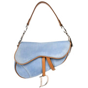 Christian Dior 2001 Light Blue Denim Saddle Handbag