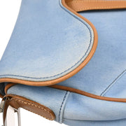 Christian Dior 2001 Light Blue Denim Saddle Handbag