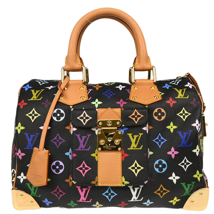 Louis Vuitton 2003 Black Monogram Multicolor Speedy 30 Handbag M92642