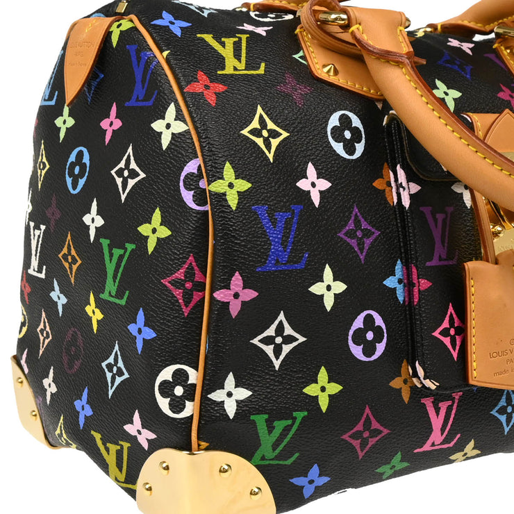 Louis Vuitton 2003 Black Monogram Multicolor Speedy 30 Handbag M92642