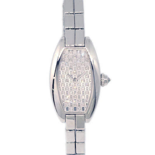 Cartier Mini Tonneau Lanieres Ref.2545 Quartz Watch 18KWG Diamond