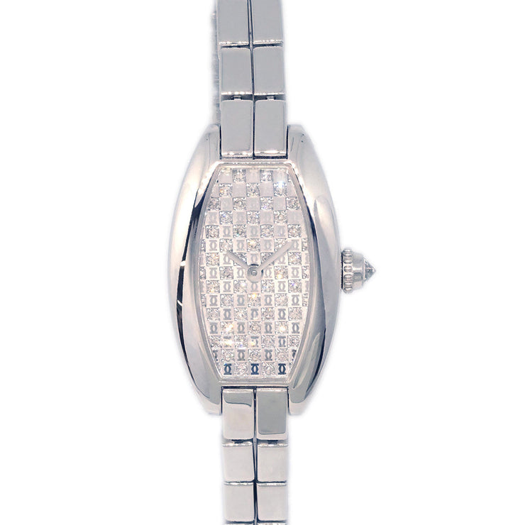 Cartier Mini Tonneau Lanieres Ref.2545 Quartz Watch 18KWG Diamond