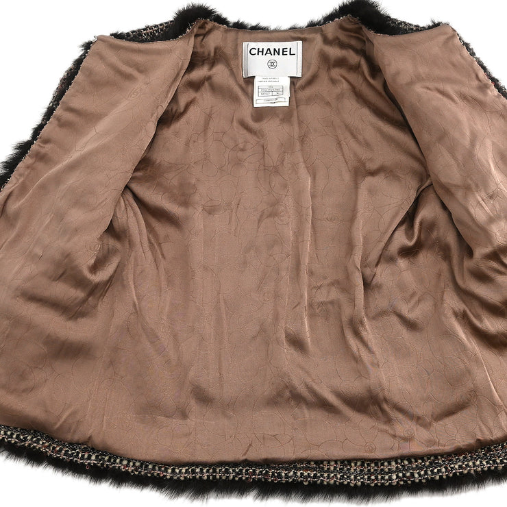 Chanel 2003 Collarless Jacket Brown #36