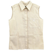 Chanel 1999 Sleeveless Blouse Shirt Beige #40