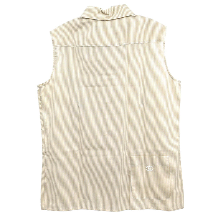 Chanel 1999 Sleeveless Blouse Shirt Beige #40