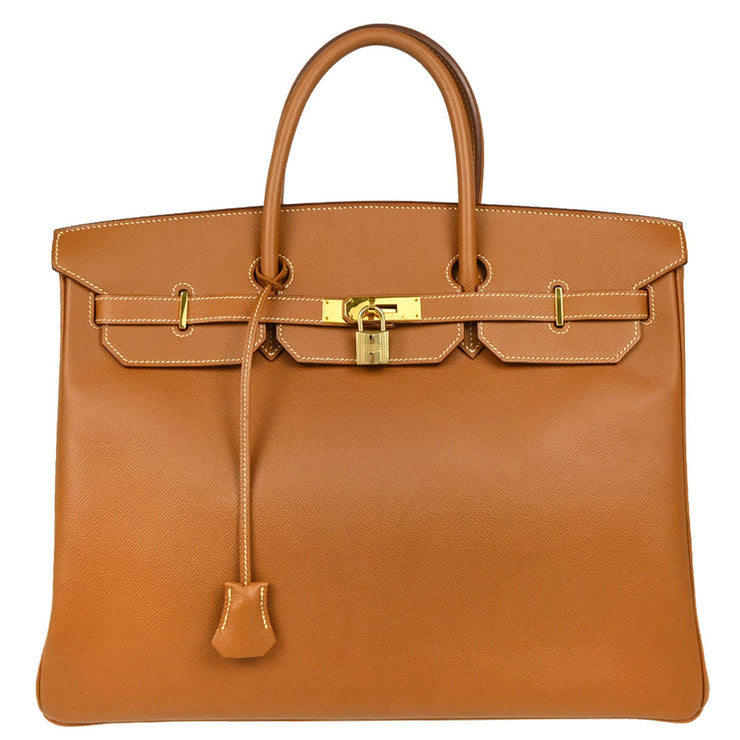 Hermes 2001 Gold Courchevel Birkin 40 Handbag