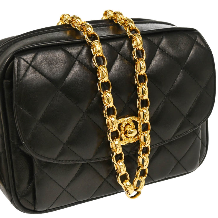 Chanel 1991-1994 Black Lambskin Camera Bag Mini