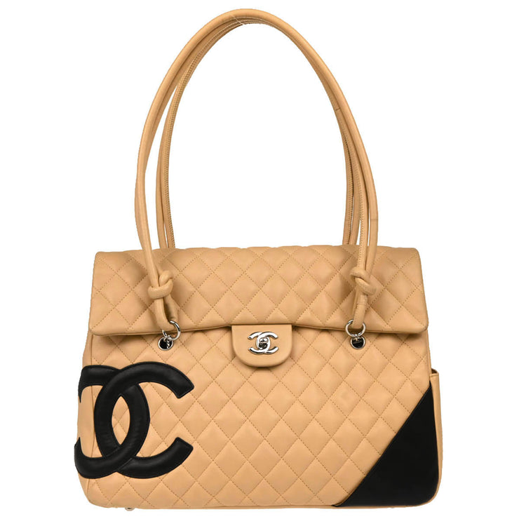 Chanel 2004-2005 Beige Calfskin Cambon Ligne Handbag