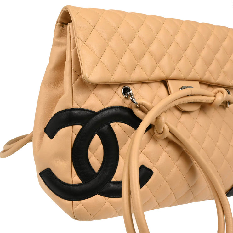 Chanel 2004-2005 Beige Calfskin Cambon Ligne Handbag