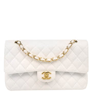 Chanel 2008-2009 White Caviar Medium Classic Double Flap Shoulder Bag