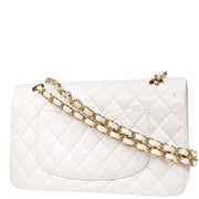 Chanel 2008-2009 White Caviar Medium Classic Double Flap Shoulder Bag