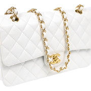 Chanel 2008-2009 White Caviar Medium Classic Double Flap Shoulder Bag