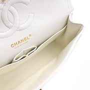 Chanel 2008-2009 White Caviar Medium Classic Double Flap Shoulder Bag