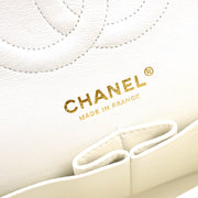 Chanel 2008-2009 White Caviar Medium Classic Double Flap Shoulder Bag