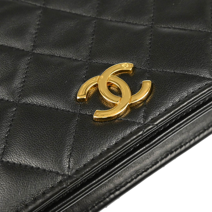 Chanel 1997-1999 Black Lambskin Pushlock Mini Full Flap Shoulder Bag