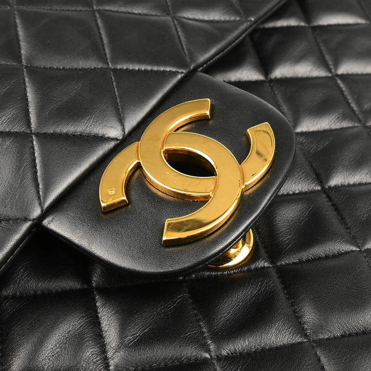 Chanel 1994-1996 Black Lambskin Maxi Classic Flap Shoulder Bag