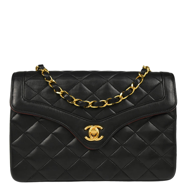 Chanel 1986-1988 Black Lambskin Shoulder Bag