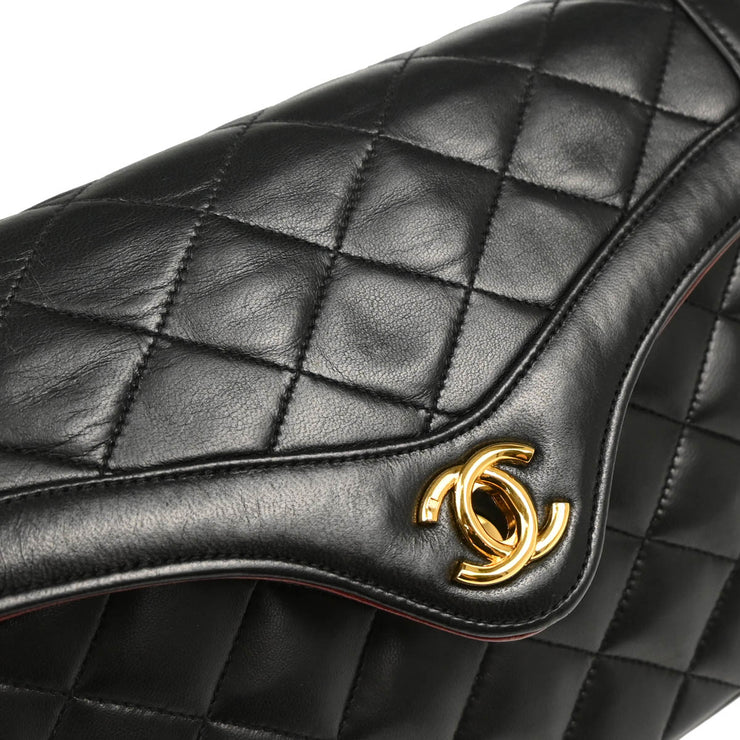 Chanel 1986-1988 Black Lambskin Shoulder Bag