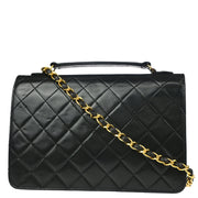 Chanel * 1989-1991 Black Lambskin 2way Shoulder Handbag