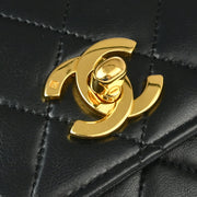 Chanel * 1989-1991 Black Lambskin 2way Shoulder Handbag