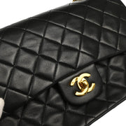 Chanel 1994-1996 Black Lambskin Medium Classic Double Flap Shoulder Bag