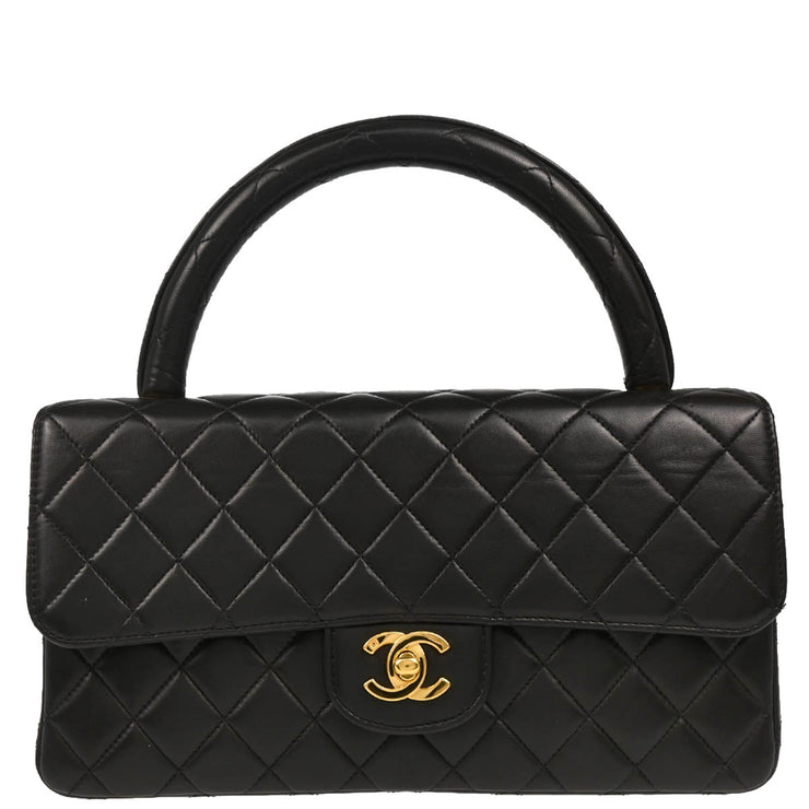 Chanel 1994-1996 Black Lambskin Top Handle Handbag