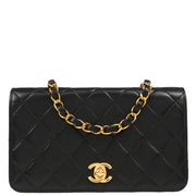 Chanel 2003-2004 Black Lambskin Turnlock Mini Full Flap Shoulder Bag