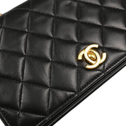 Chanel 2003-2004 Black Lambskin Turnlock Mini Full Flap Shoulder Bag