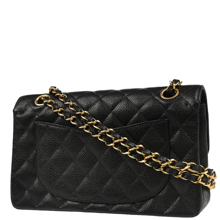 Chanel 2003-2004 Black Caviar Small Classic Double Flap Shoulder Bag