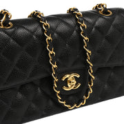 Chanel 2003-2004 Black Caviar Small Classic Double Flap Shoulder Bag