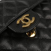 Chanel 2003-2004 Black Caviar Small Classic Double Flap Shoulder Bag