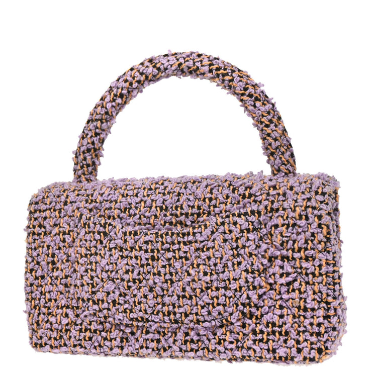 Chanel 1994-1996 Purple Tweed Classic Single Flap 2 in 1 Hand Bag Set