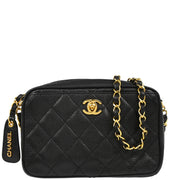 Chanel 1994-1996 Black Caviar Camera Bag Mini