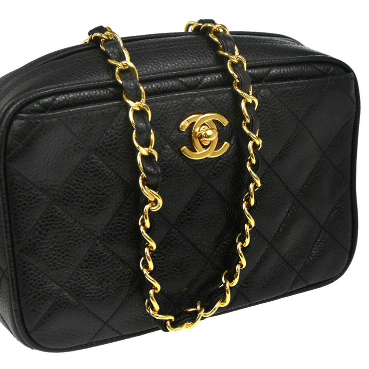 Chanel 1994-1996 Black Caviar Camera Bag Mini