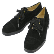 Chanel * Black Suede Shoes Sneakers #37 1/2