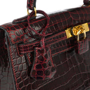 Hermes * 1998 Rouge H Porosus Crocodile Kelly 25 Sellier 2way Shoulder Handbag