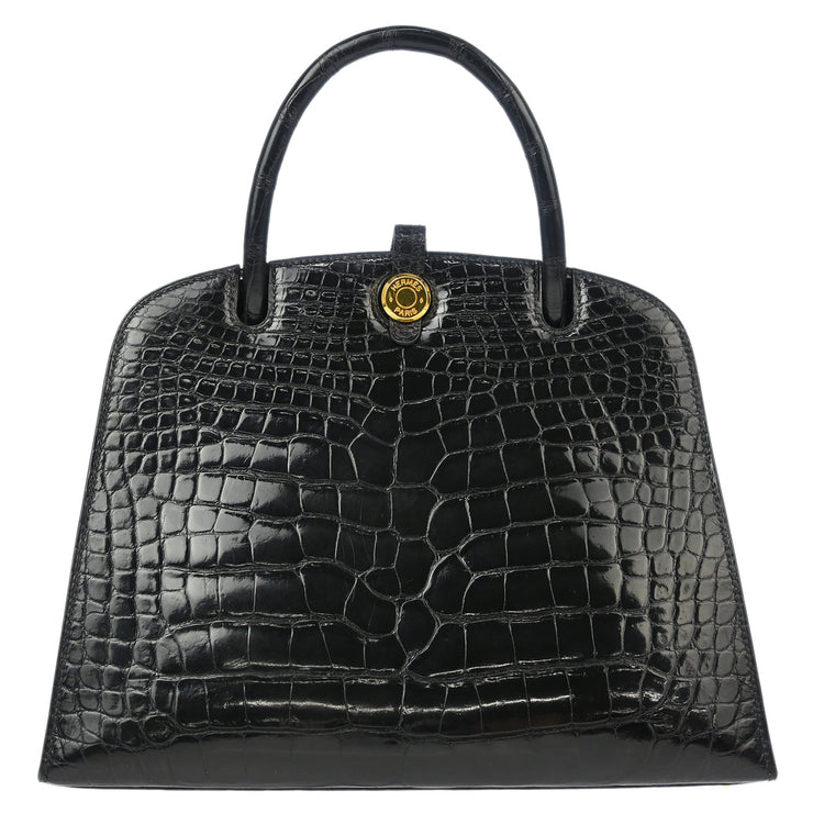 Hermes * 1998 Black Alligator Crocodile Dalvy 25 PM Handbag