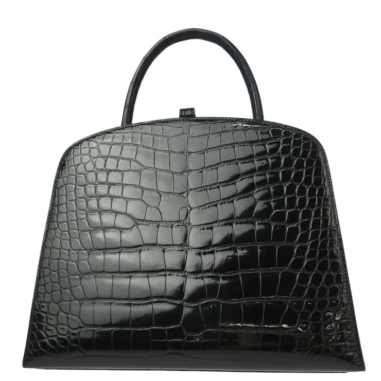 Hermes * 1998 Black Alligator Crocodile Dalvy 25 PM Handbag