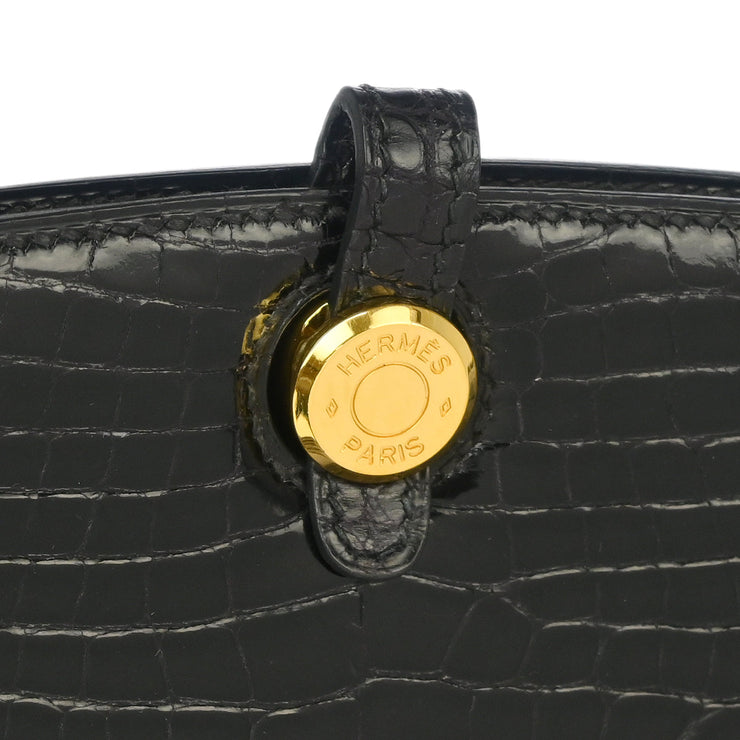 Hermes * 1998 Black Alligator Crocodile Dalvy 25 PM Handbag