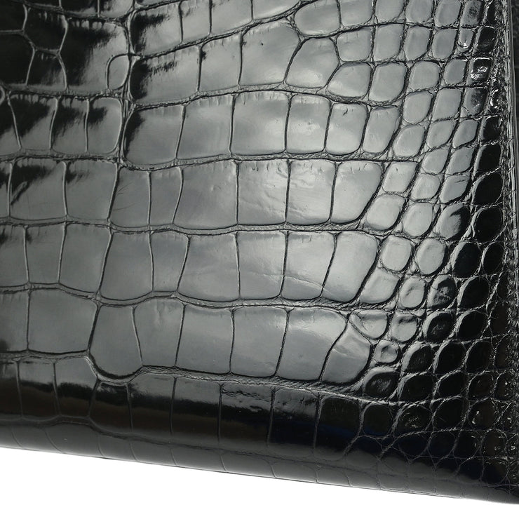 Hermes * 1998 Black Alligator Crocodile Dalvy 25 PM Handbag