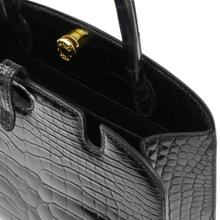 Hermes * 1998 Black Alligator Crocodile Dalvy 25 PM Handbag