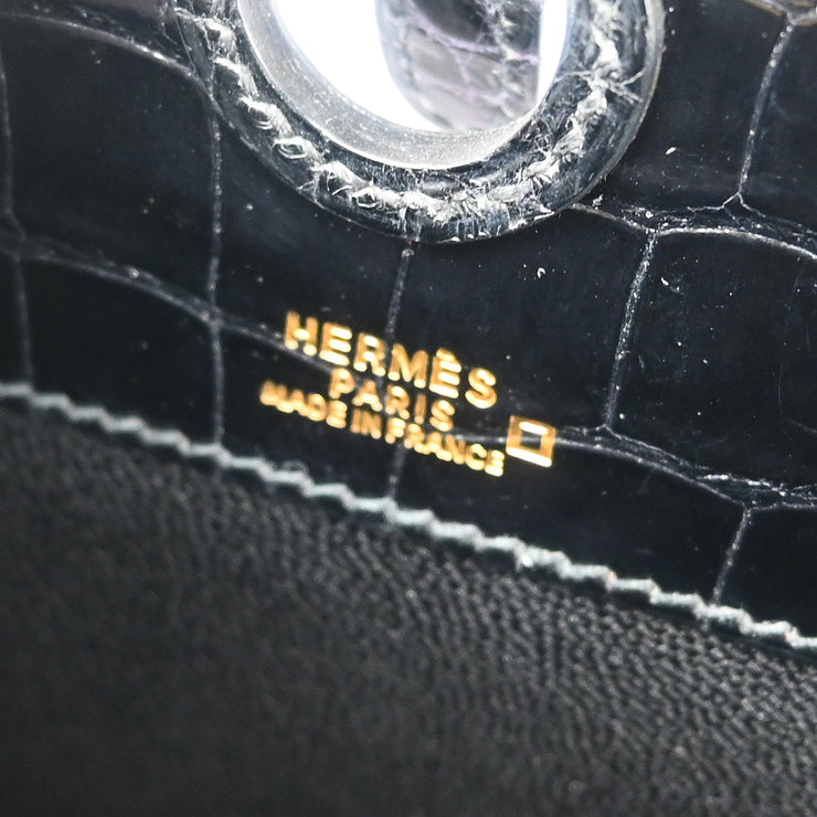 Hermes * 1998 Black Alligator Crocodile Dalvy 25 PM Handbag