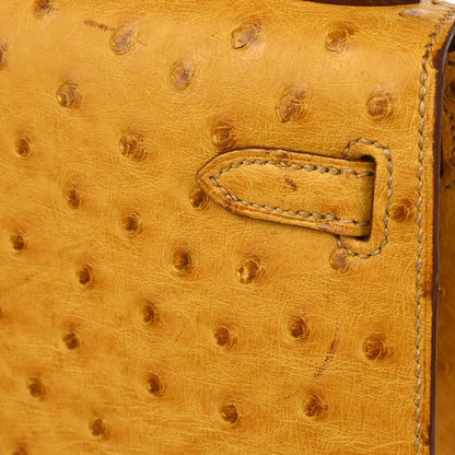 Hermes * 2000 Saffron Ostrich Mini Kelly 20 Sellier 2way Shoulder Handbag